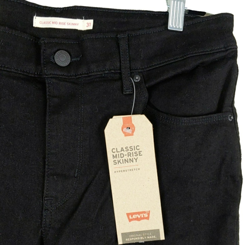 NWT Levis Wm M Black Classic Mid Rise Skinny Jeans - Picture 4 of 7